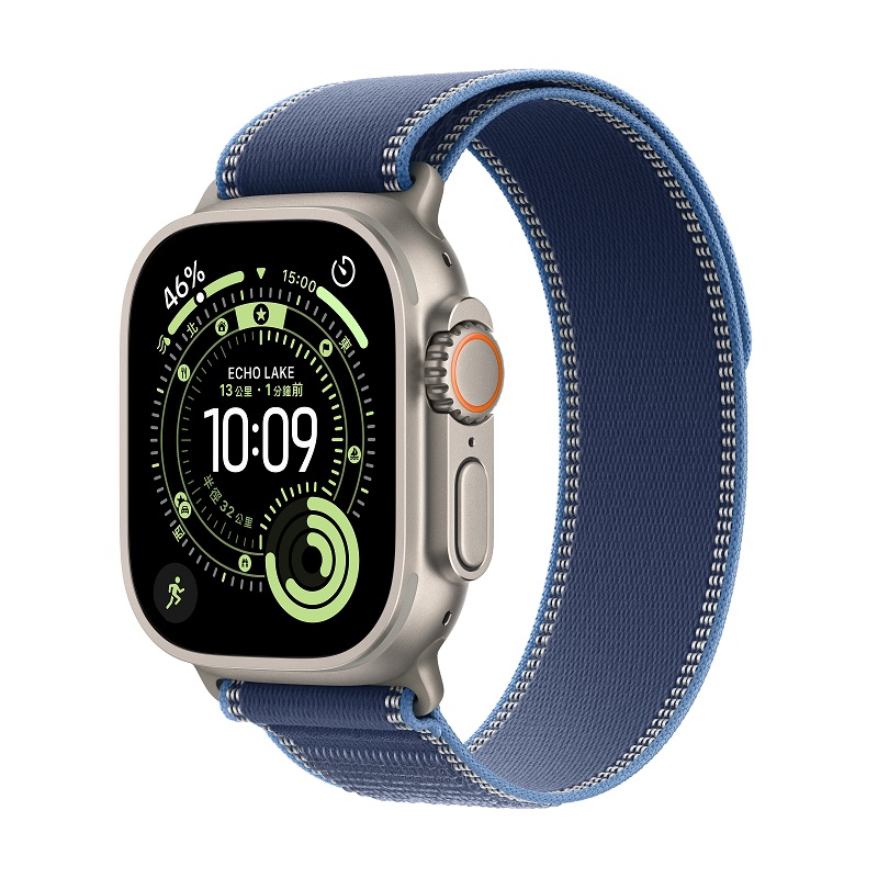 Apple Watch Ultra 3 GPS + LTE 49mm 原色鈦金屬錶殼搭配藍色配亮藍色越野錶環