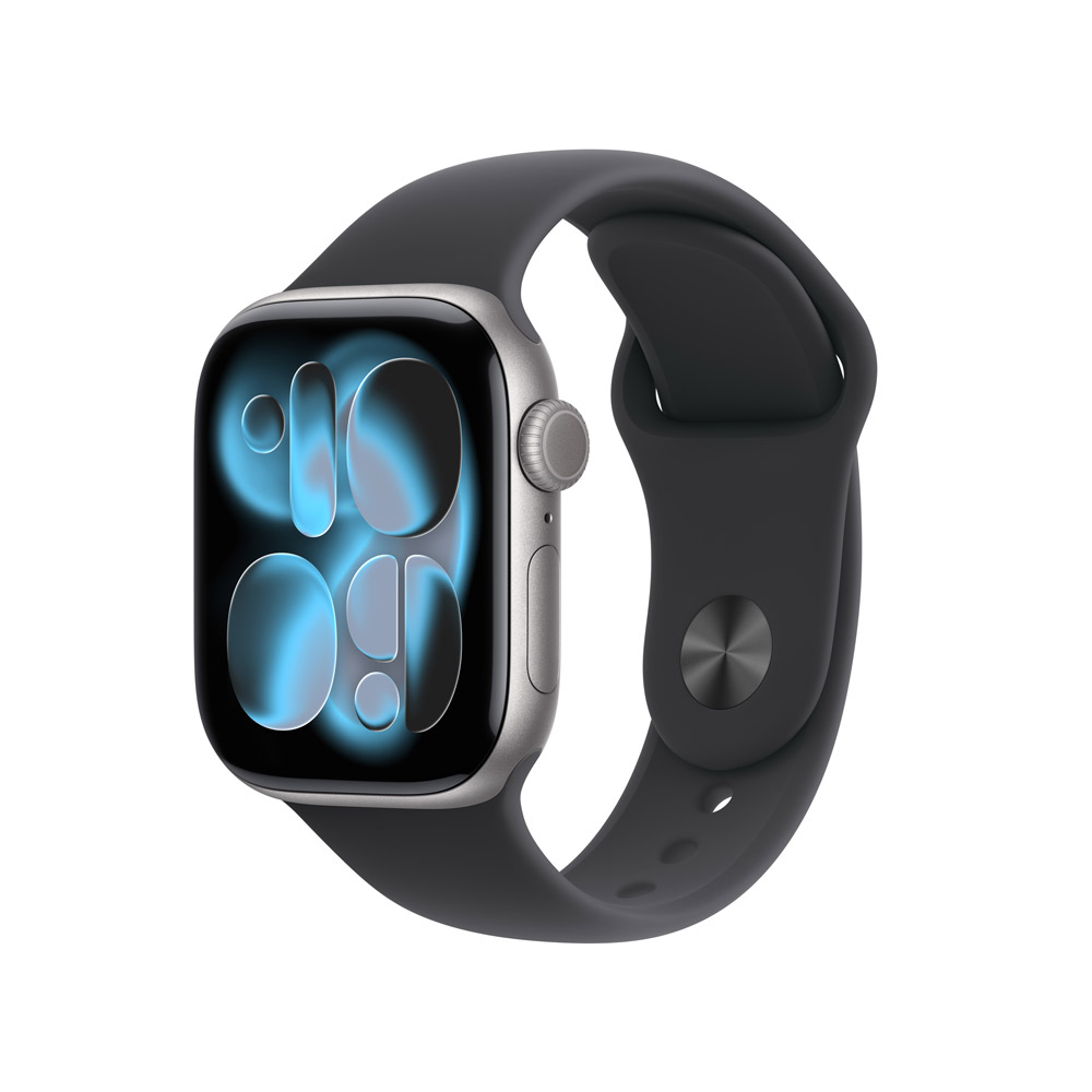 Apple Watch Series 11 GPS 42mm 太空灰色鋁金屬錶殼搭配黑色運動錶帶