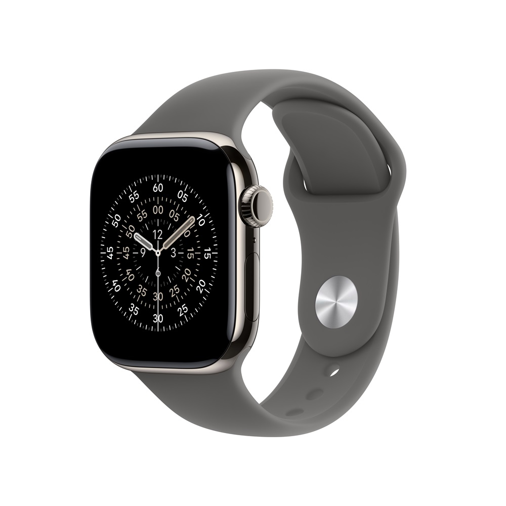 Apple Watch Series 11 GPS + LTE 42mm 原色鈦金屬錶殼搭配石灰色運動錶帶
