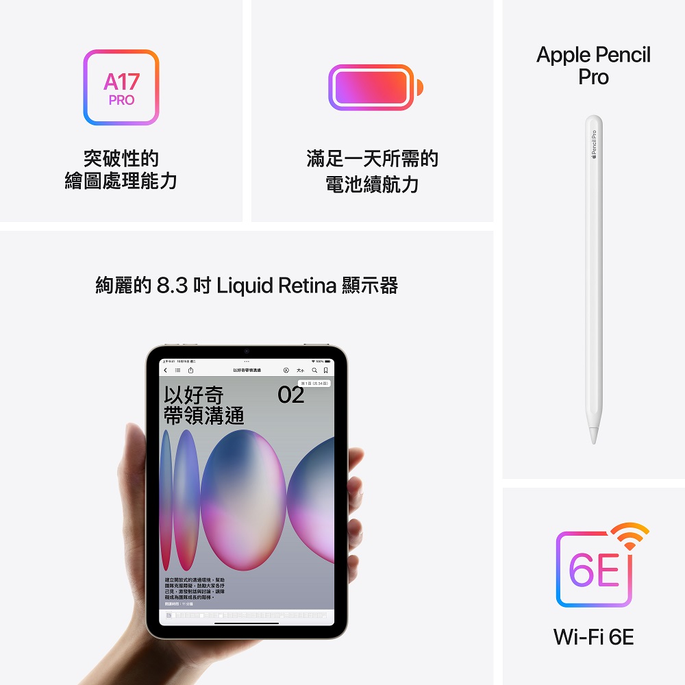 Apple 蘋果第七代iPad mini 8.3 吋512G WiFi+Apple Pencil Pro