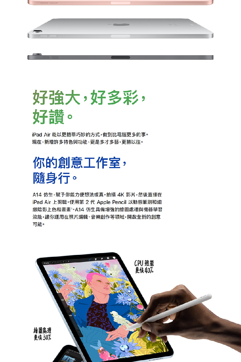 福利品】Apple iPad Air 4 Wi-Fi 256GB(A2316)-太空灰- PChome 24h購物