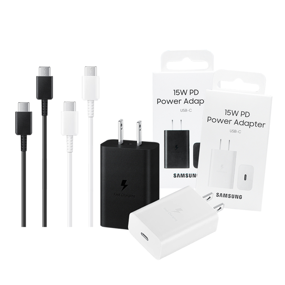15W Type C充電線組-支援A系列 (內含原廠T1510盒裝旅充頭+三星製造雙Type C線)