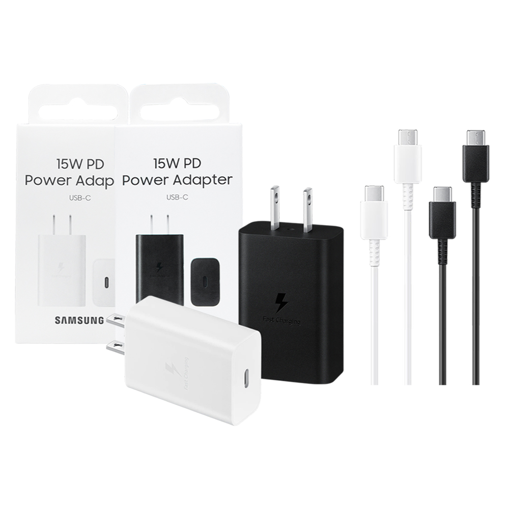 原廠 A系列 T1510 15W Type C盒裝旅充頭 + 三星製造 雙Type C充電線組