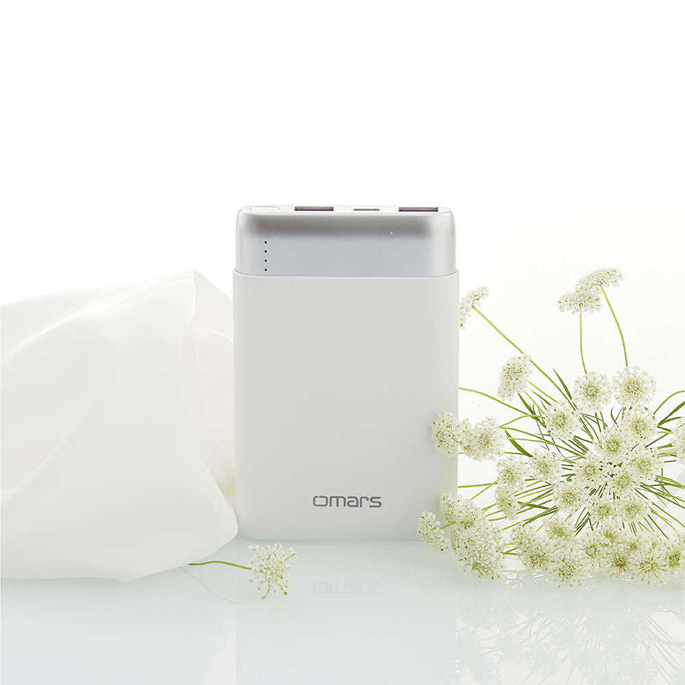 OMARS 炫彩系行動電源-雪花白|10000mAh|三孔充電|標示Wh