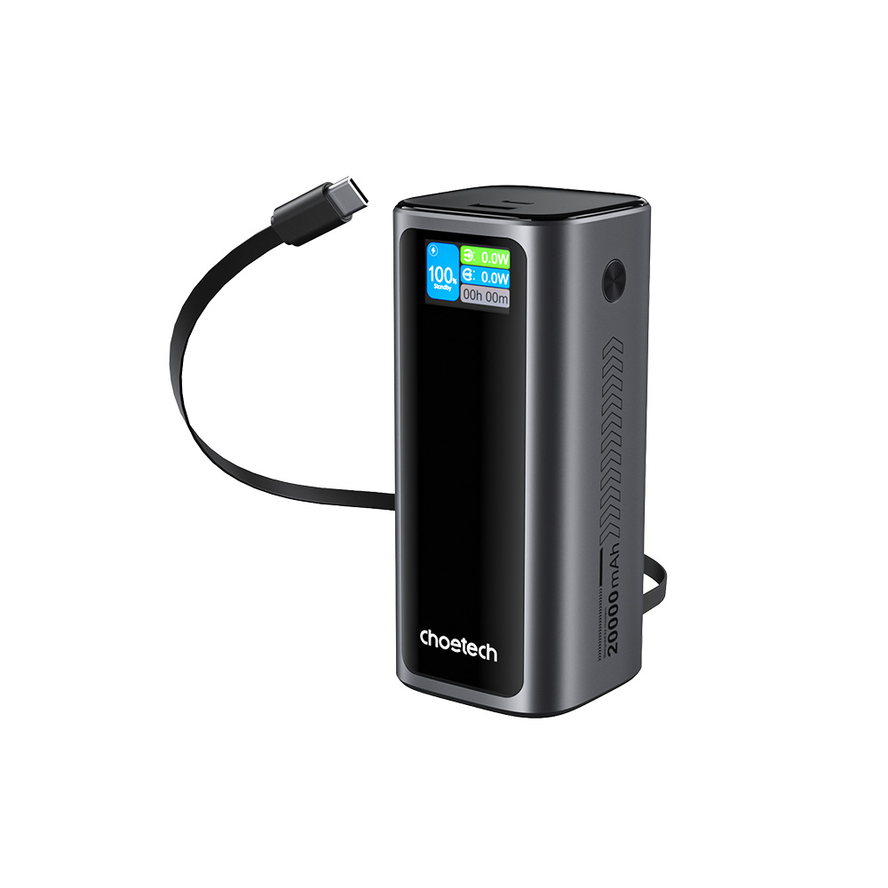 Choetech 狠能充|20000mAh PD130W 筆電快充自帶線行動電源 B815C