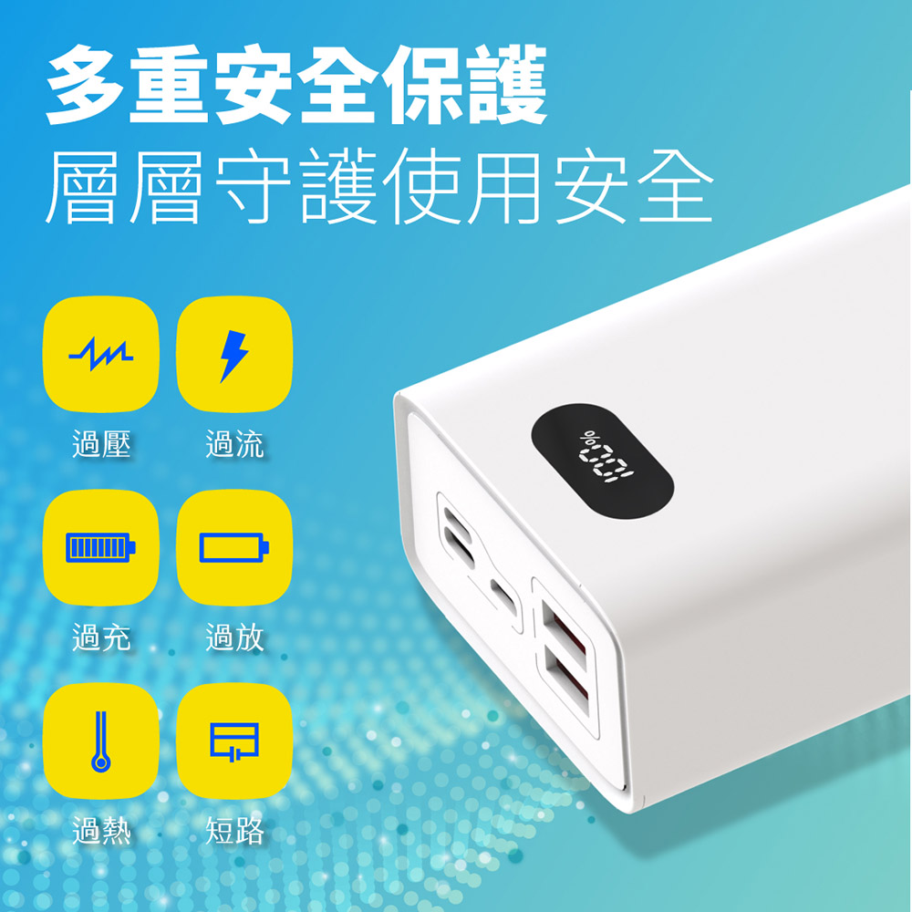 【台灣製造】H30000液晶顯示 22W雙向/快充行動電源(三輸入三輸出)（其他規格）