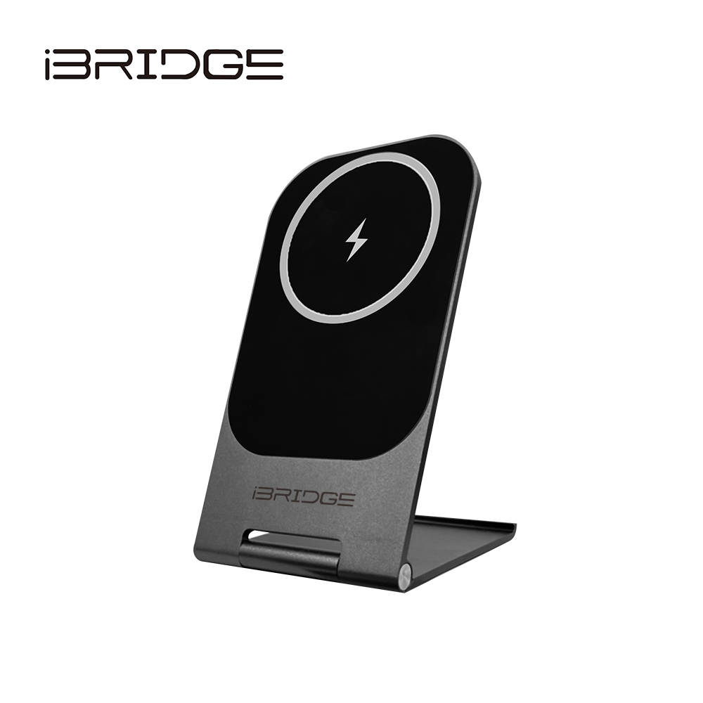 iBridge 15W 超輕薄金屬支架無線充電器-黑