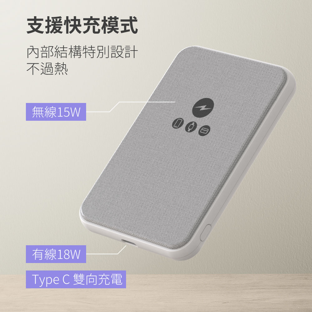 POLYBATT 石墨烯銅導散熱 15W磁吸MagSafe三用快充行動電源(台灣製造)（其他規格）