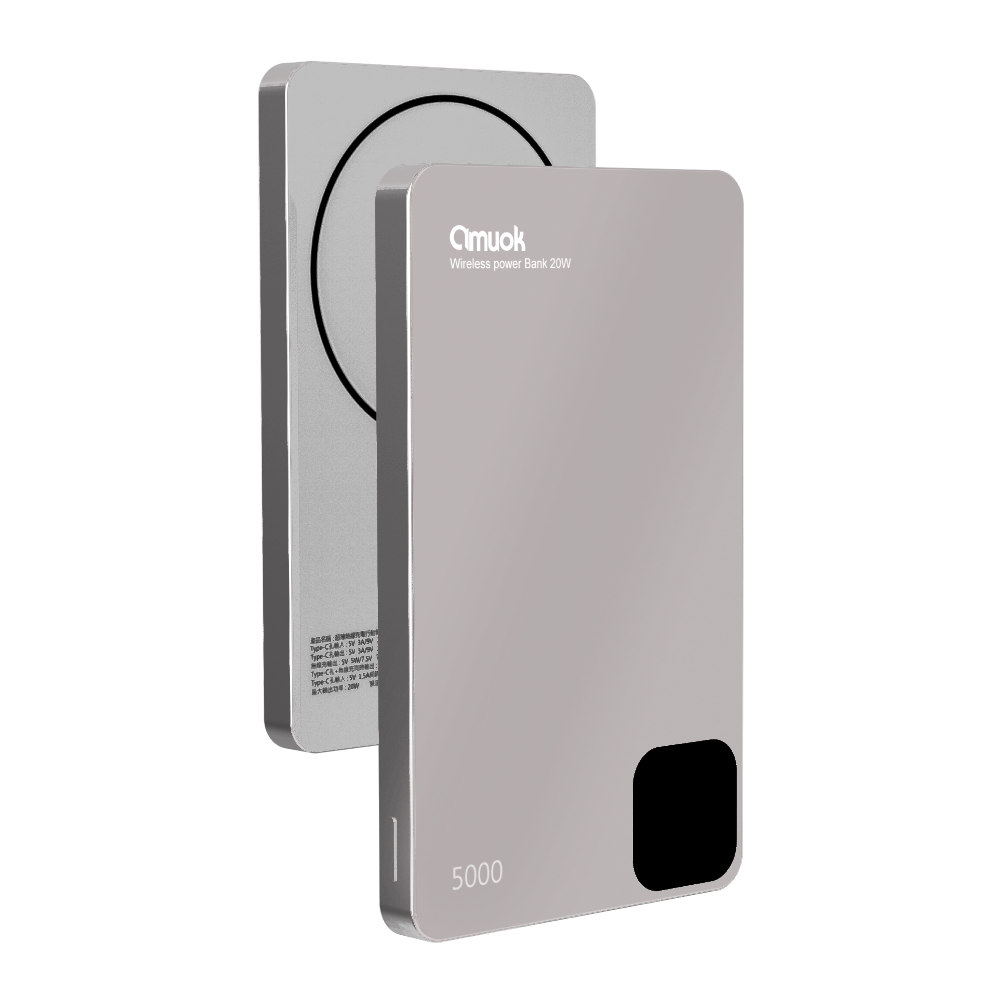 amuok 5000mAh雲薄數顯磁吸無線充行動電源 MagSafe 行充 磁吸式 充電 磁吸行動電源