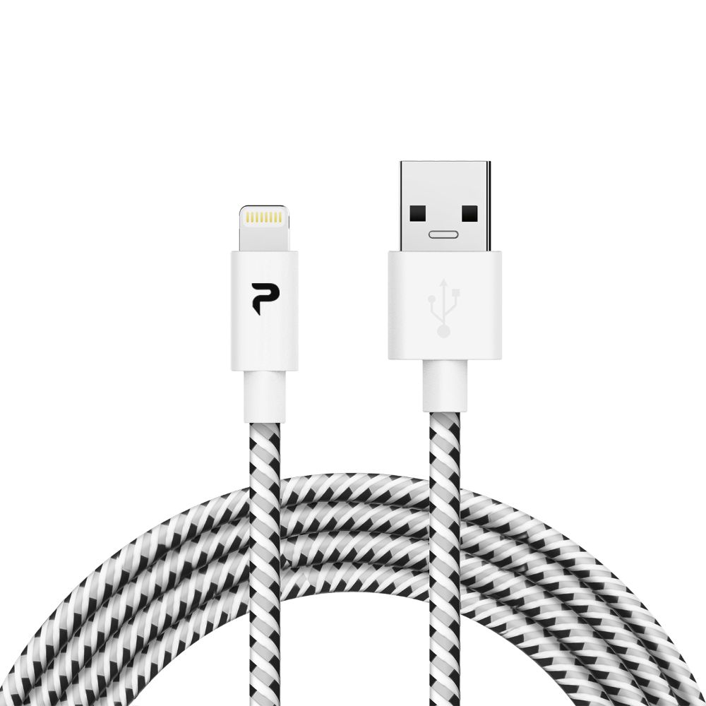 PERFEKT - Apple原廠認證 Lightning 編織充電傳輸線 (120cm) - 斑馬白