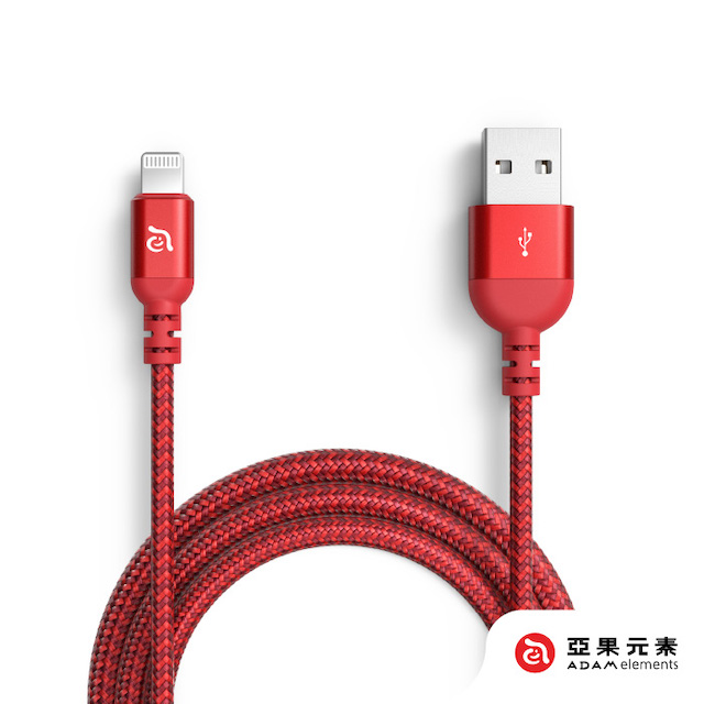 ADAM 亞果元素 PeAk III 200B USB-A 對 Lightning 連接線 200 cm 紅