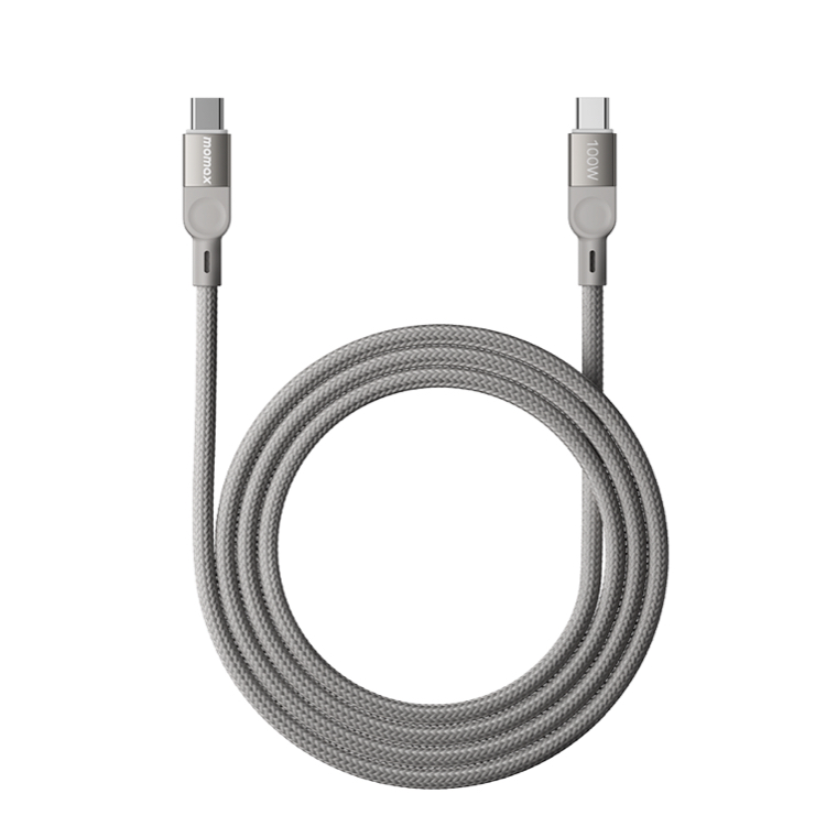 MOMAX 摩米士 Mag Link 100W USB-C 尼龍編織磁吸充電傳輸線-(2m)-鈦色 DC36L