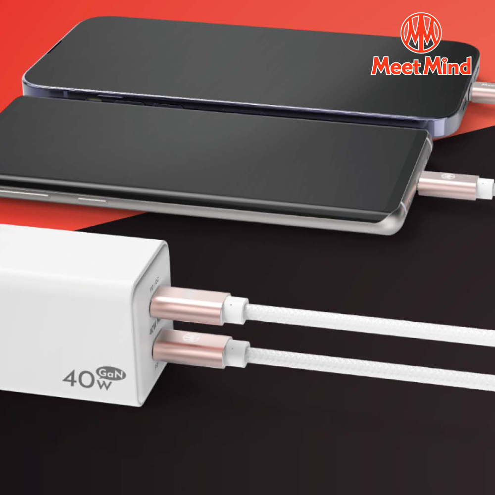 Meet Mind Meet Mind 平優系列 Pingyou 雙PD 40W 氮化鎵快充頭+USB-C to Lightning MFI認證線 1.2M 快速充電組合