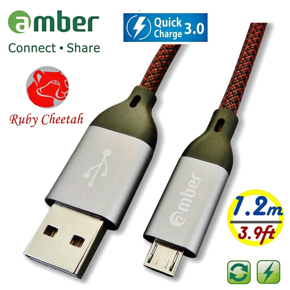 【京徹】amber 極強韌QC 3.0【micro USB】30V/3A快速充電線搭配強韌耐磨的PET編織線抗拉扯-120公分