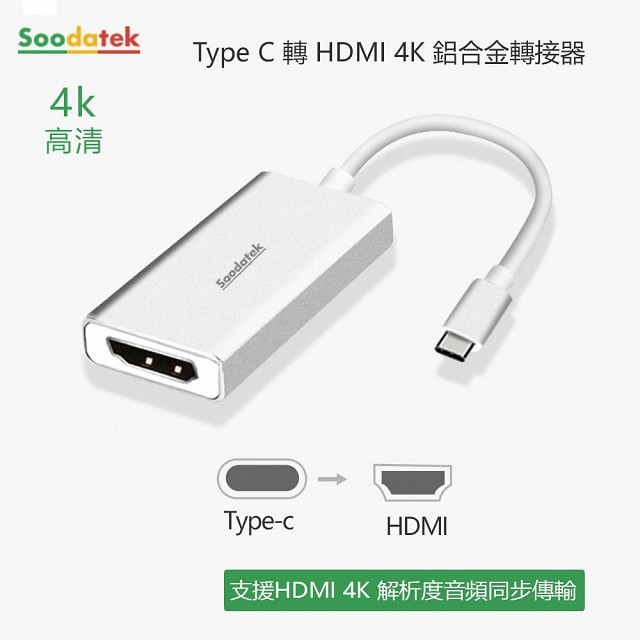 Soodatek type C TO HDMI轉接器/SCDH-AL4KSI(任二件88折)