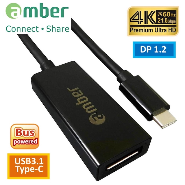 Amber 崴寶 【京徹】USB3.1 Type-C 轉 DisplayPort (DP 1.2) 轉接器 Premium4K@60Hz/2K@165Hz/1080p@240Hz