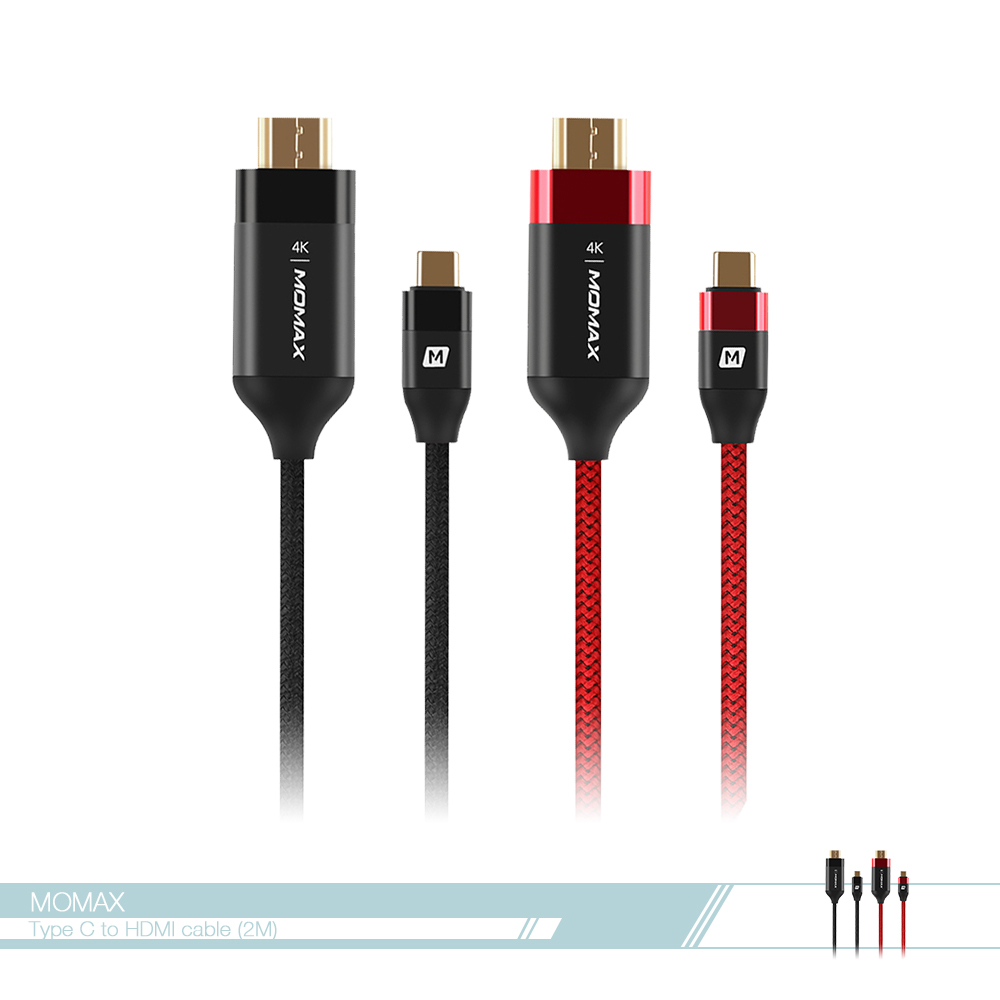 MOMAX 摩米士 Elite Link Type-C to HDMI 影音轉接線 - 紅 (DTH1)