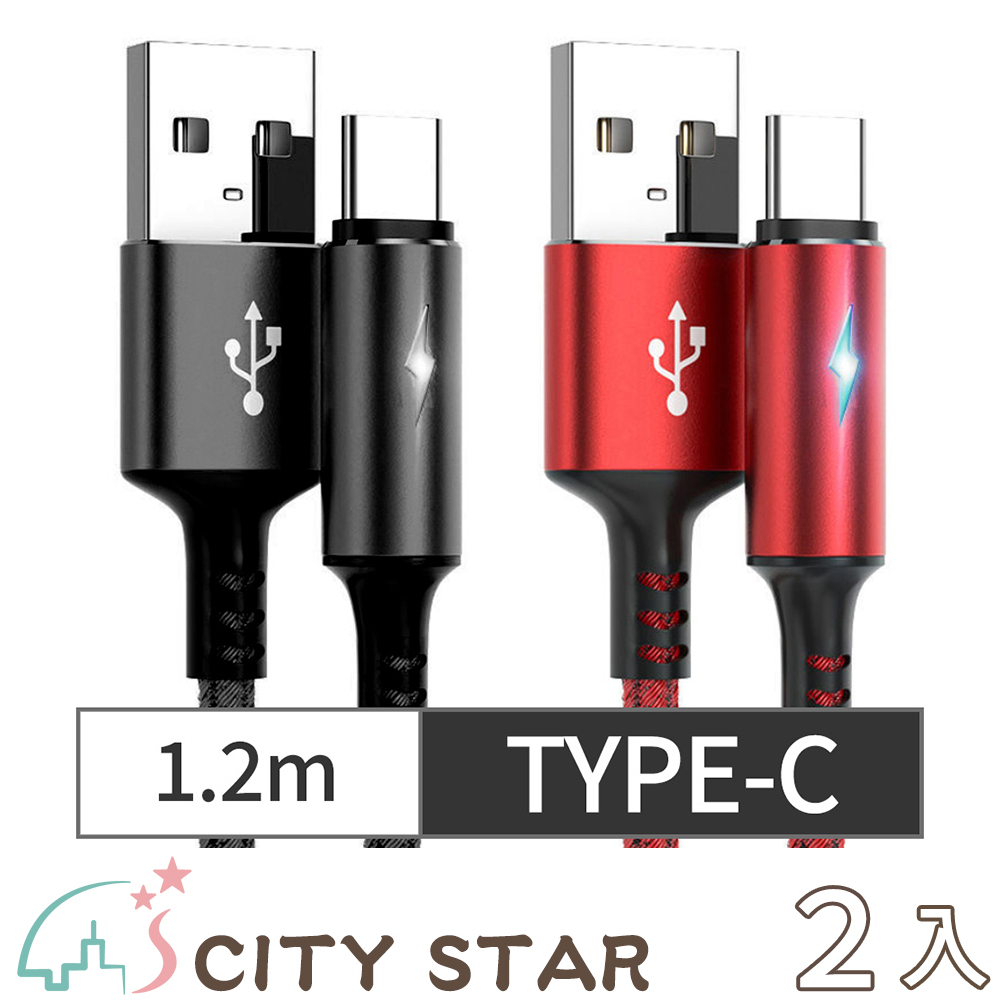 CITY STAR TYPE-C智能快充保護手機不發熱充電線2色(1.2m)-2入