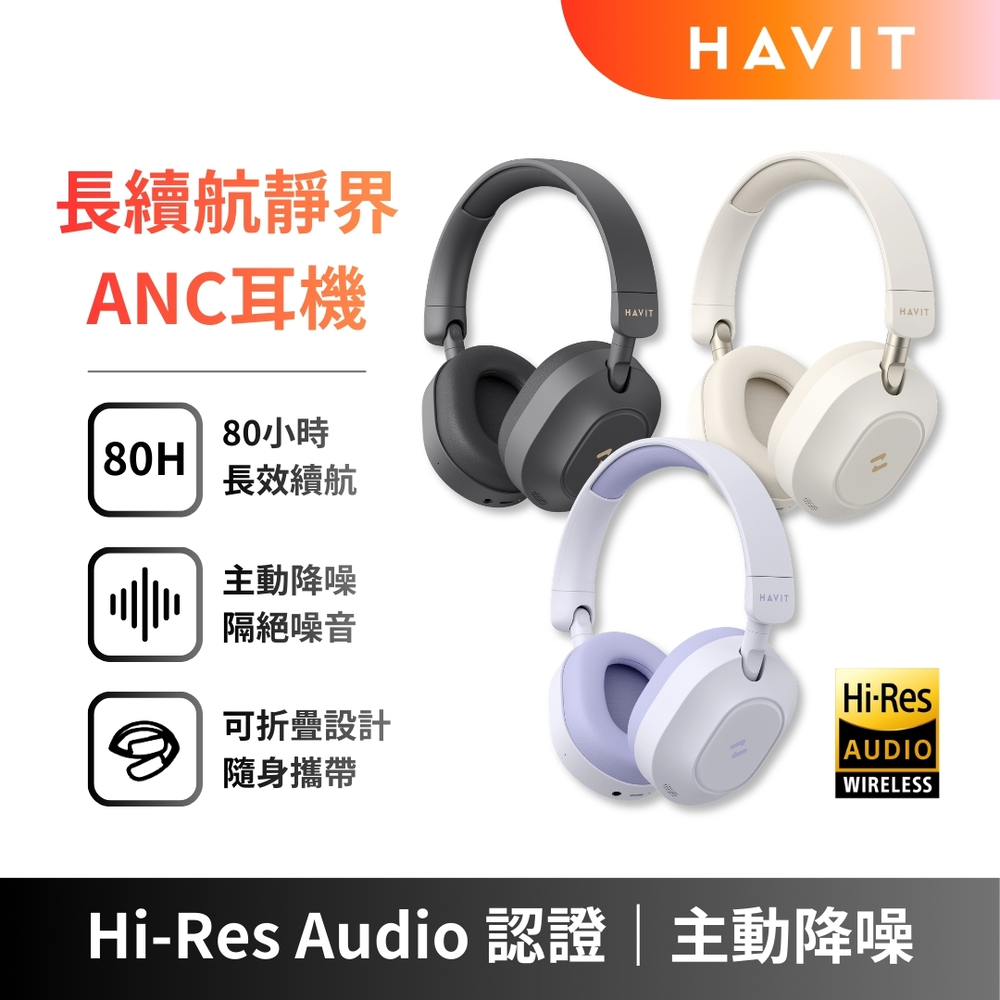 Havit H668BT 長續航靜界ANC藍牙耳罩式耳機