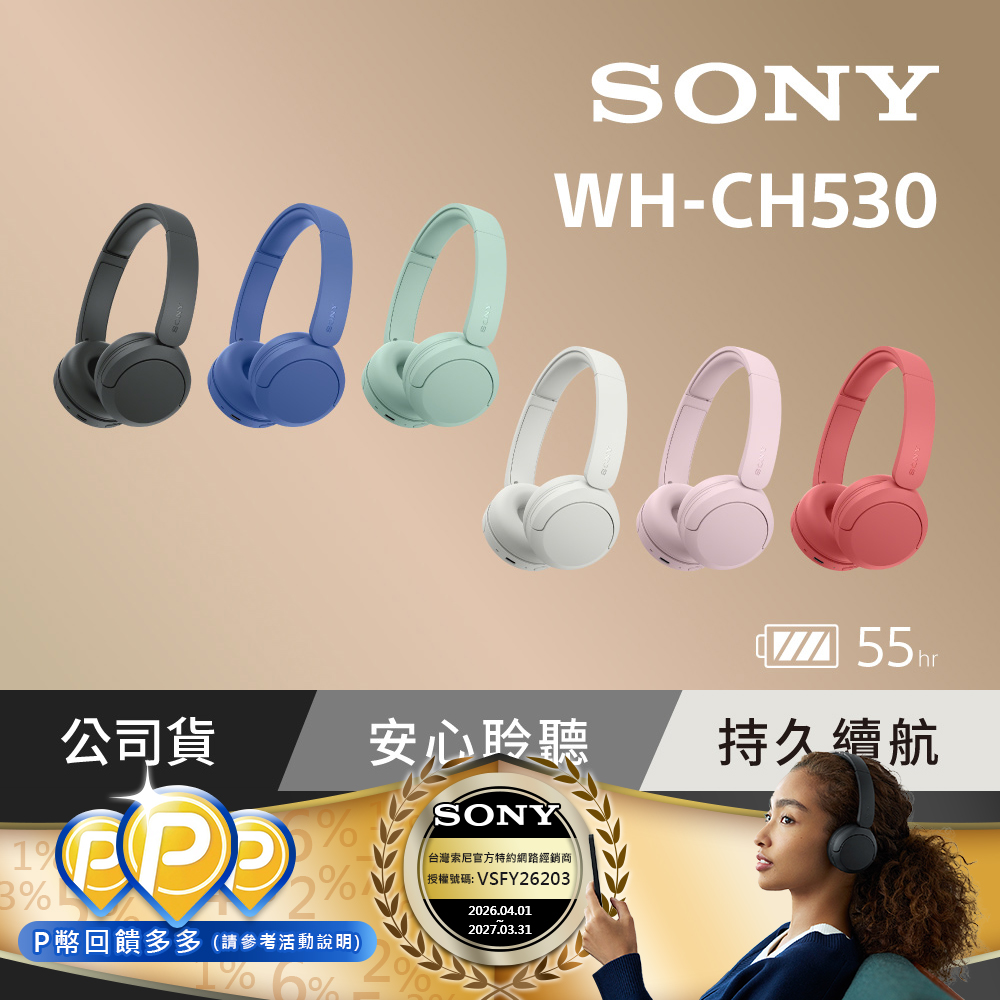SONY 索尼 無線藍牙耳罩式耳機 WH-CH530 (公司貨 保固12個月)
