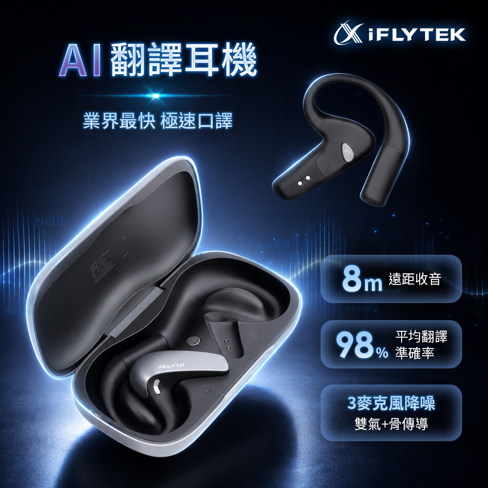iFLYTEK 科大訊飛 全場景AI翻譯耳機 AIH-2541(雙向即時翻譯/出國旅遊/商務會議/語言學習/藍牙耳機 )（其他規格）