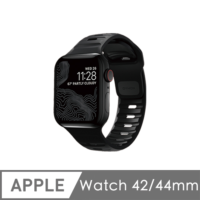 美國nomad Apple Watch專用運動風fkm橡膠錶帶 44 42mm 黑 Pchome 24h購物