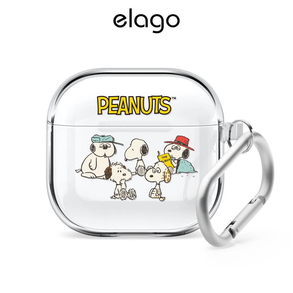 Elago PEANUTS 史努比&歐拉夫家族 AirPods 5/4 透明保護殼 (附扣環)