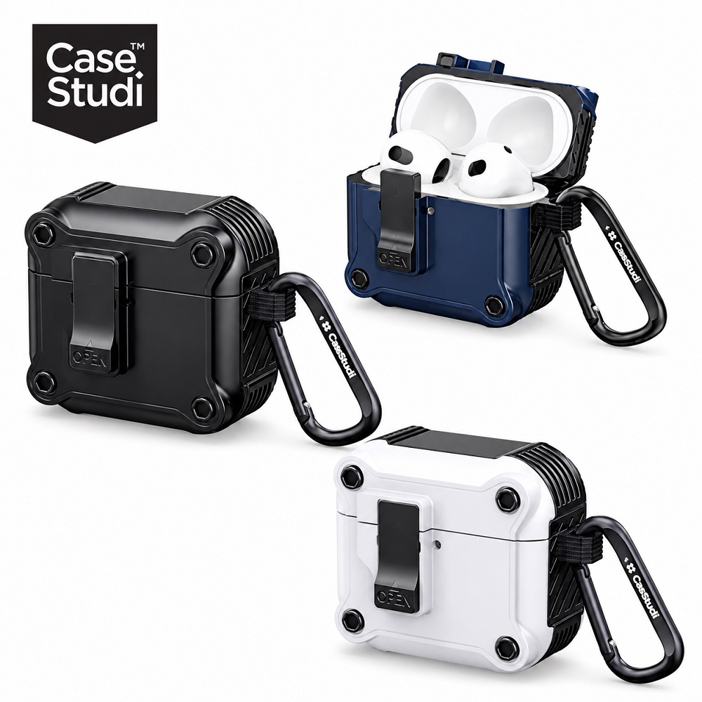 CaseStudi Impact AirPods 5/4 耐衝擊充電盒磁扣防摔耳機保護套保護殼(含扣環及耳機置放套)
