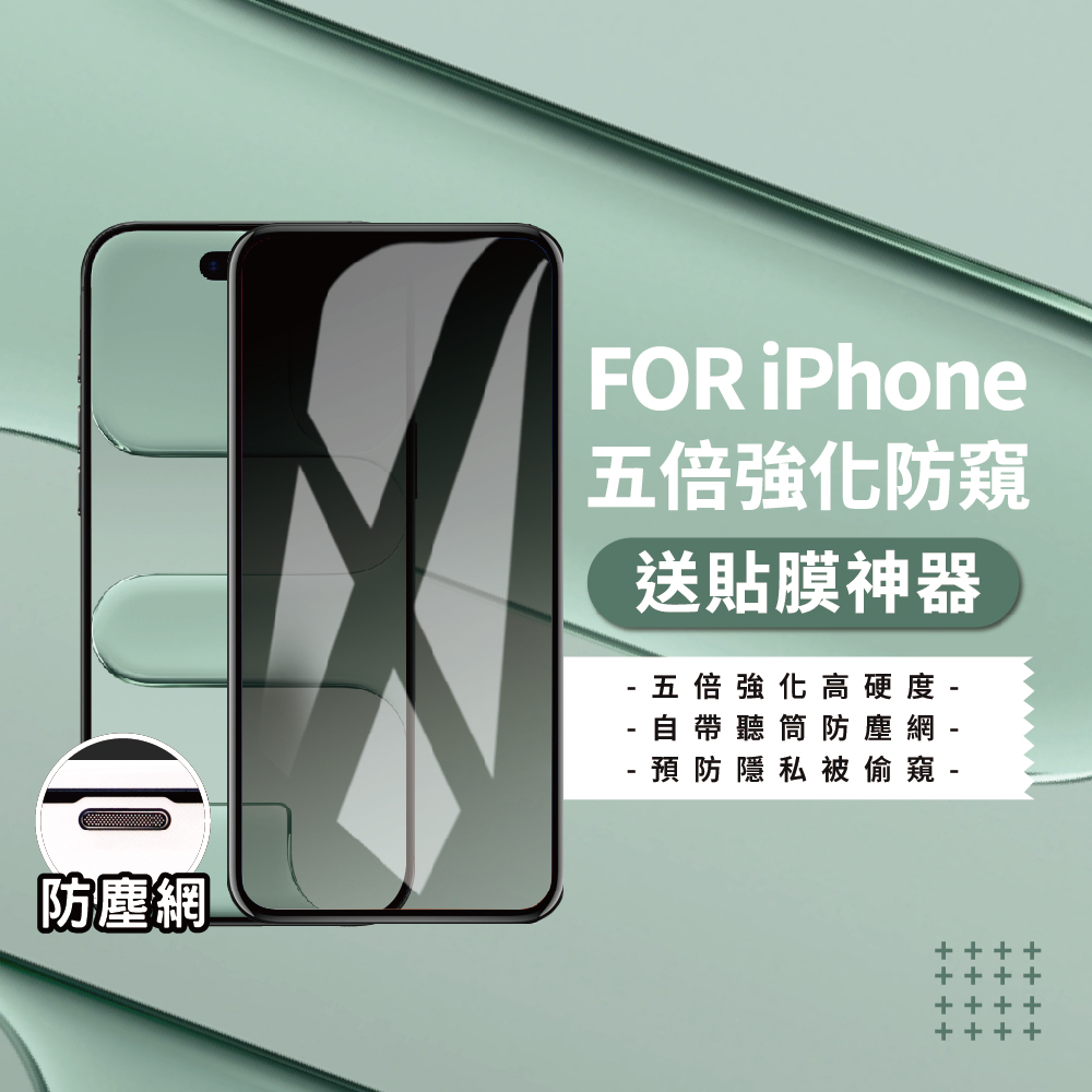 AMICOO iPhone 五倍強化 26度防偷窺 滿版玻璃保護貼(2入組-送貼膜神器)