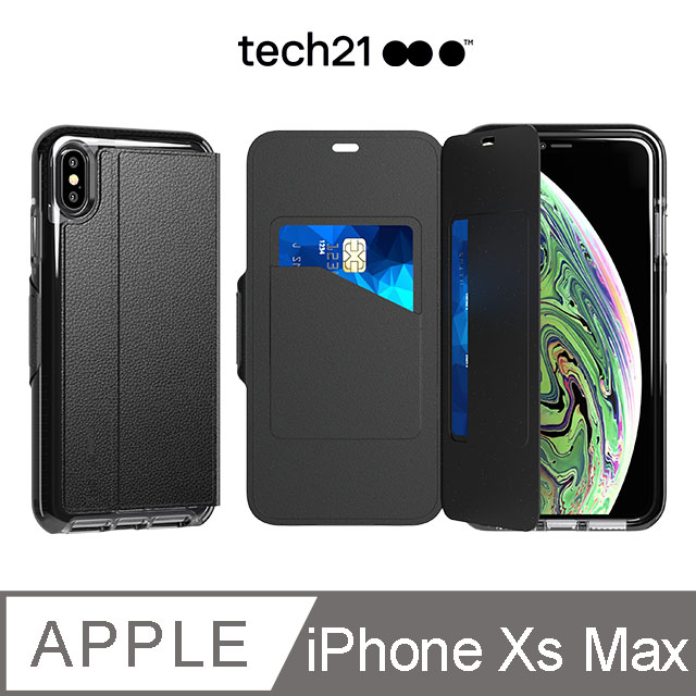 英國Tech 21超衝擊EVO WALLET防撞軟質保護皮套-iPhone Xs Max-黑
