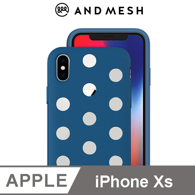日本AndMesh QQ圓點雙層防撞保護套-iPhone Xs 鈷藍色