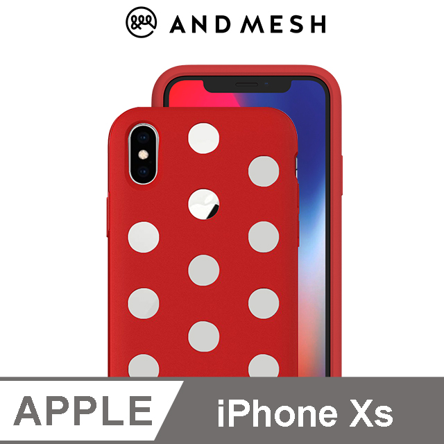 日本AndMesh QQ圓點雙層防撞保護套-iPhone Xs紅色