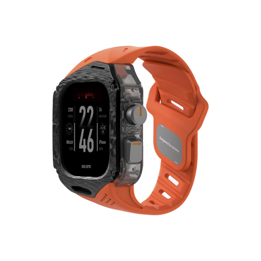 A01 FKM 氟橡膠保護殼錶帶 碳纖維 for Apple Watch Ultra 1 和 2 (49mm)