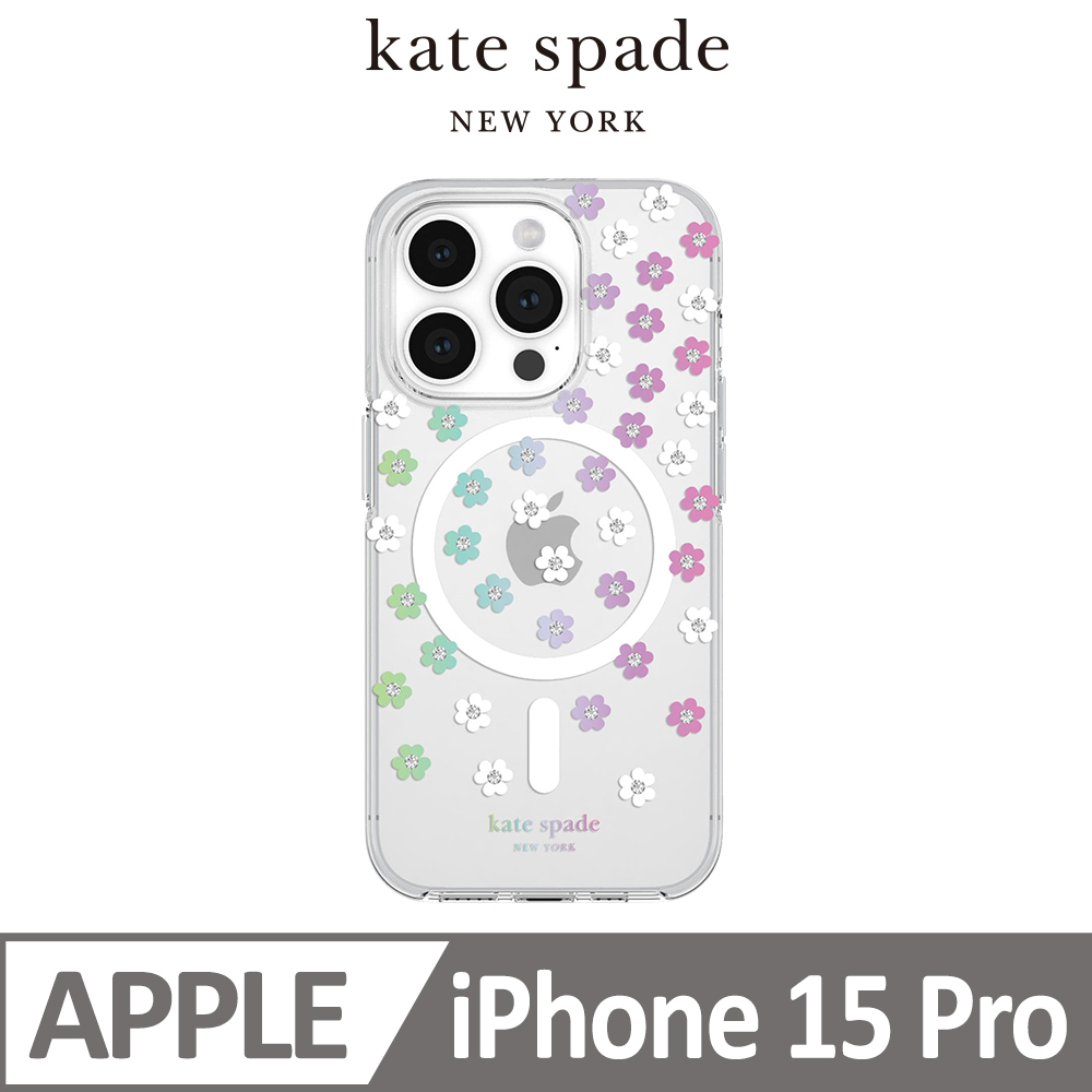 Kate Spade iPhone 15 Pro MagSafe 精品手機殼 幻彩小花