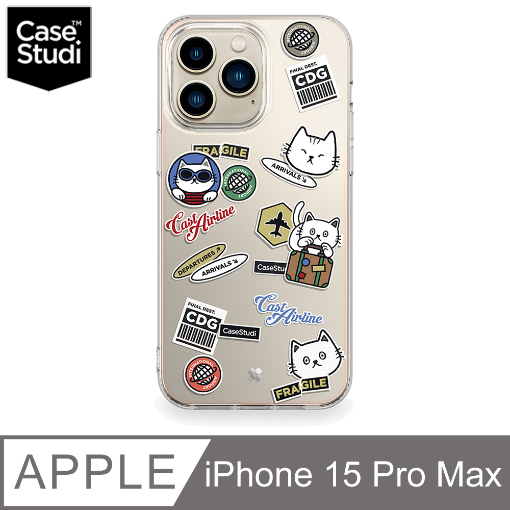Case Studi CaseStudi iPhone 15 Pro Max (6.7吋) Cast 透明手機保護殼-旅遊貓