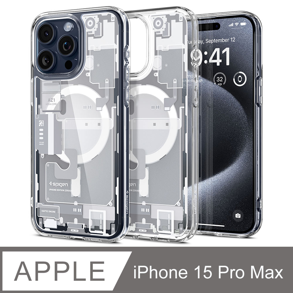 spigen iPhone 15 Pro Max Ultra Hybrid MagFit-磁吸防摔保護殼(透視結構-白色)