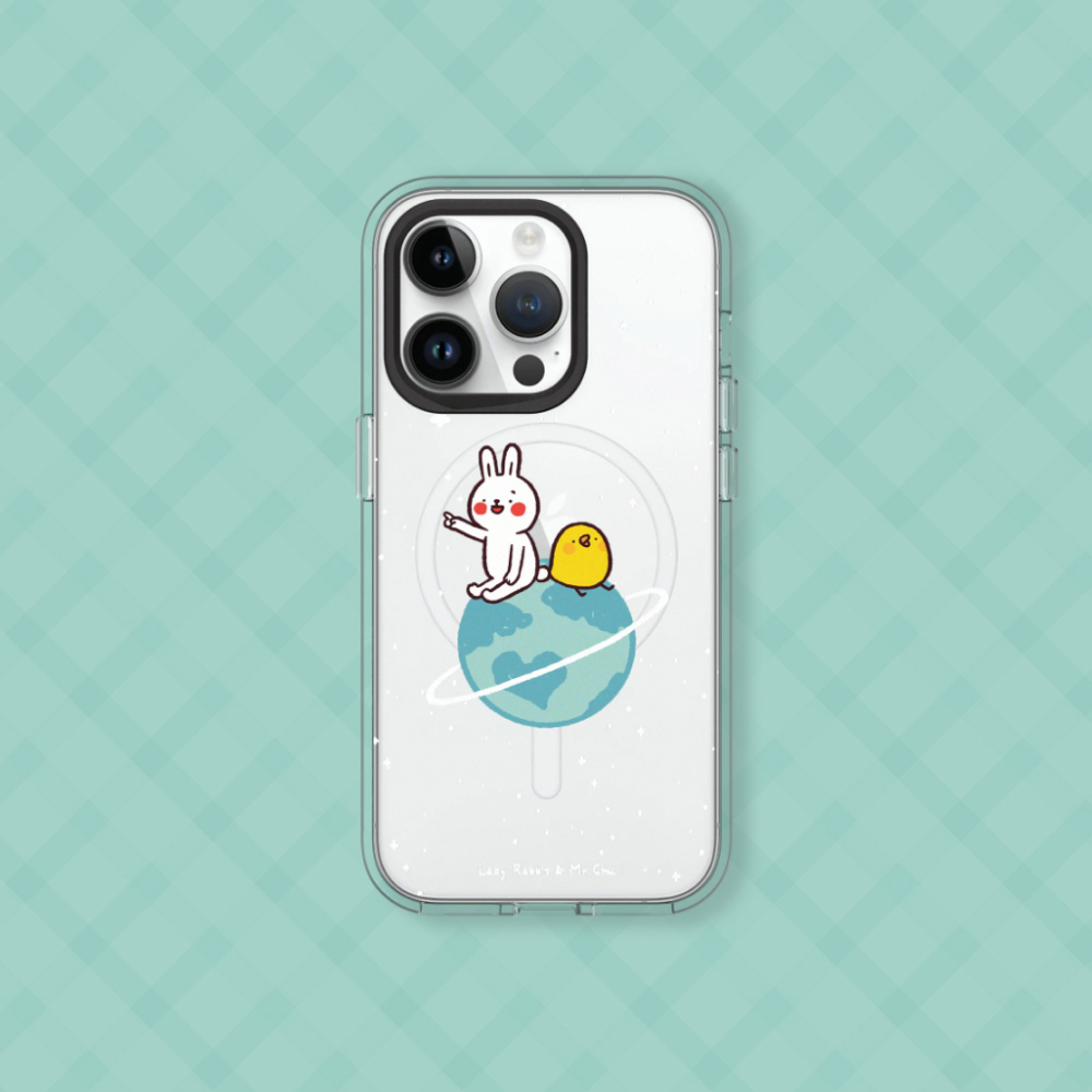 RHINOSHIELD 犀牛盾 iPhone 15/Plus/Pro/Max Clear MagSafe兼容 抗黃化透明防摔磁吸手機殼|懶散兔與啾先生-小宇宙