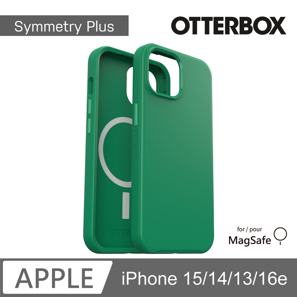 OTTERBOX iPhone 15/14/13/16e 6.1吋 Symmetry Plus 炫彩幾何保護殼-綠(支援MagSafe)