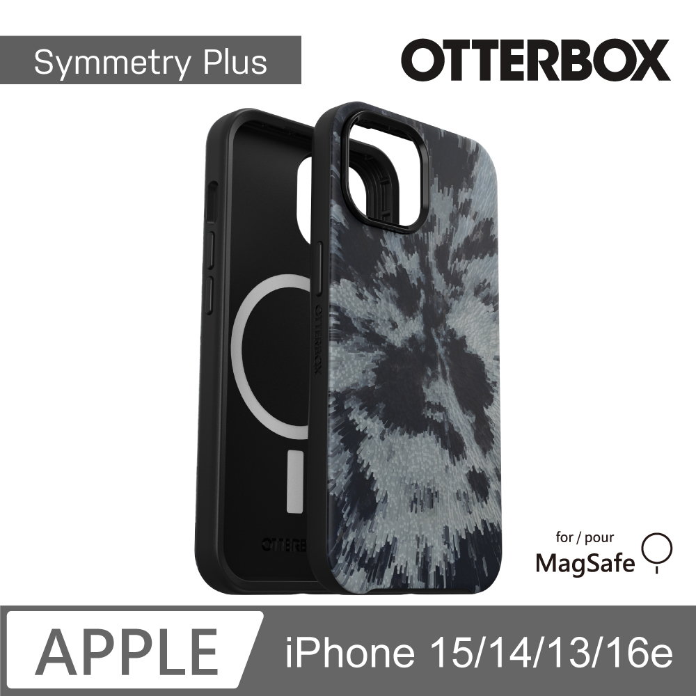 OTTERBOX iPhone 15/14/13/16e 6.1吋 Symmetry Plus 炫彩幾何保護殼-幻影黑(支援MagSafe)