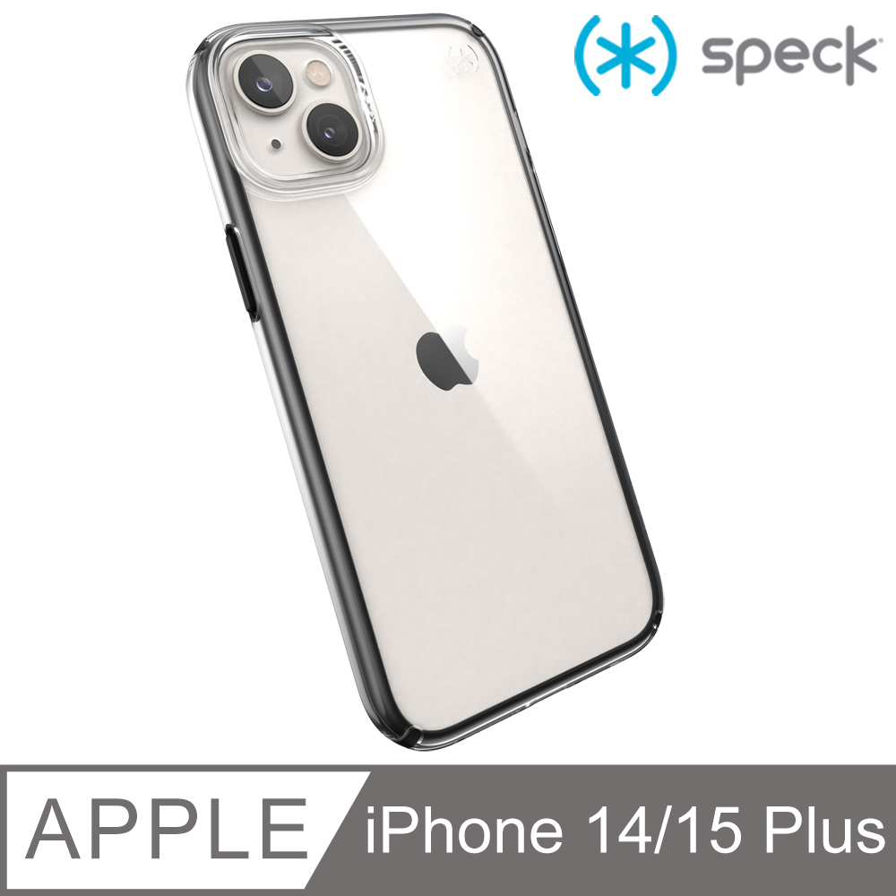 Speck iPhone 14 Plus/15 Plus (6.7吋) Presidio Perfect-Clear Geo 透明防摔手機保護手機保護殼-黑框