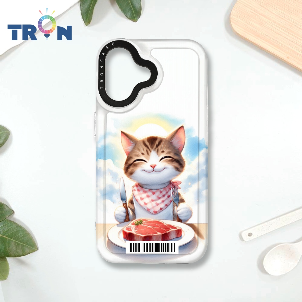 TRON iPhone 16 貓咪美食評鑑家 載具 MAGSAFE 磁吸 太空殼 透白款 手機殼