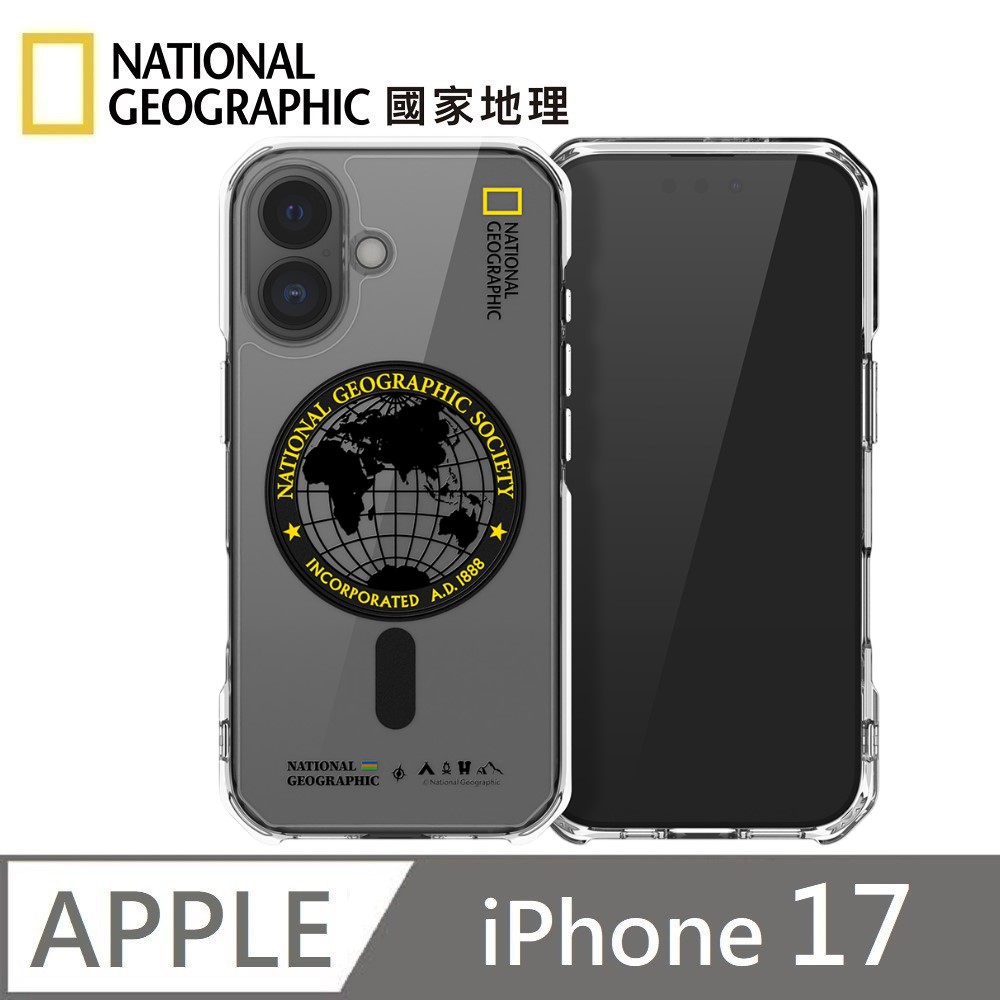 National Geographic 國家地理 Rugged 磁吸防摔保護殼 Magsafe磁吸 手機殼 適用 iPhone 17 - 全球印章黃