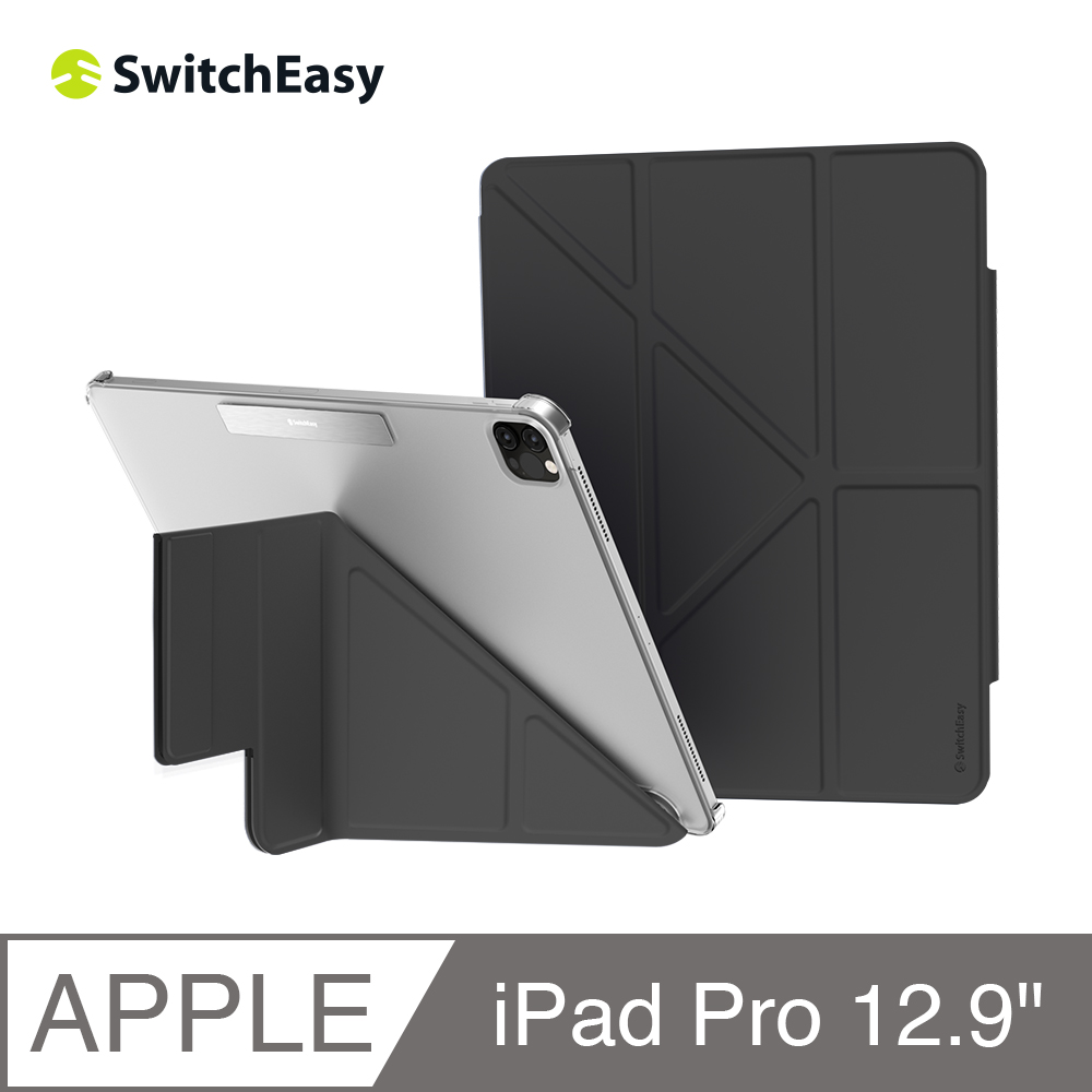 SwitchEasy 魚骨牌 2026 iPad Air 13吋 Origami Nude 多角度支架透明保護殼,黑色 (通用2025-24 iPad Air 13吋)