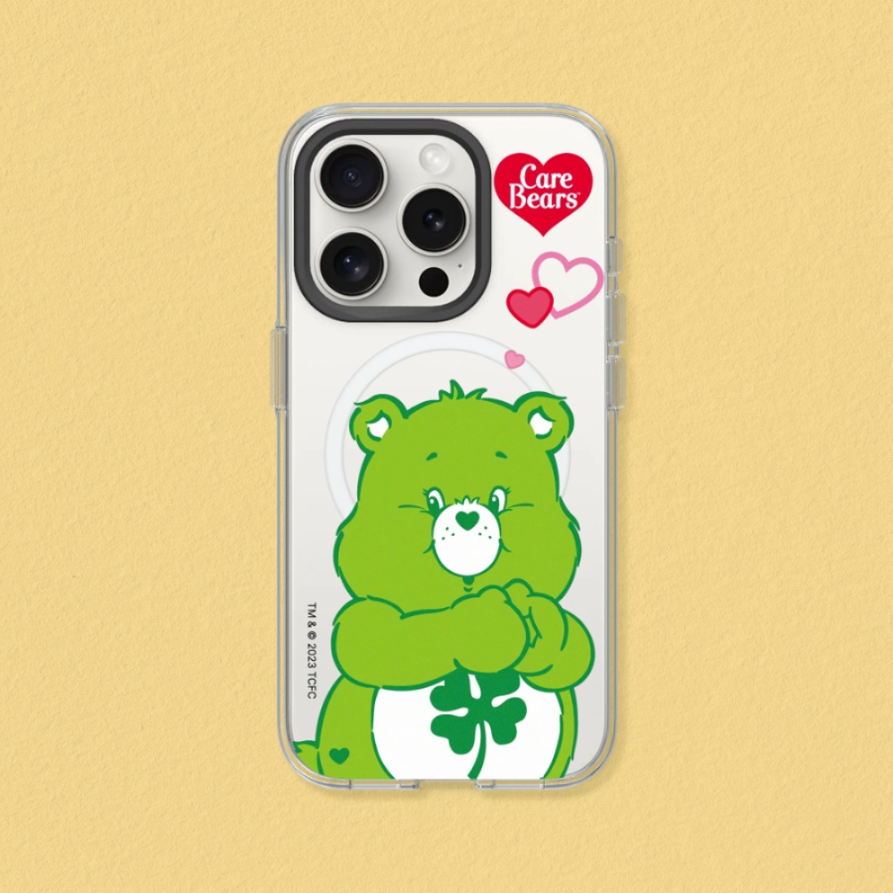 RHINOSHIELD 犀牛盾 iPhone 15/Plus/Pro/Max Clear MagSafe兼容 抗黃化透明防摔磁吸手機殼|Care Bears-Good Luck Bear