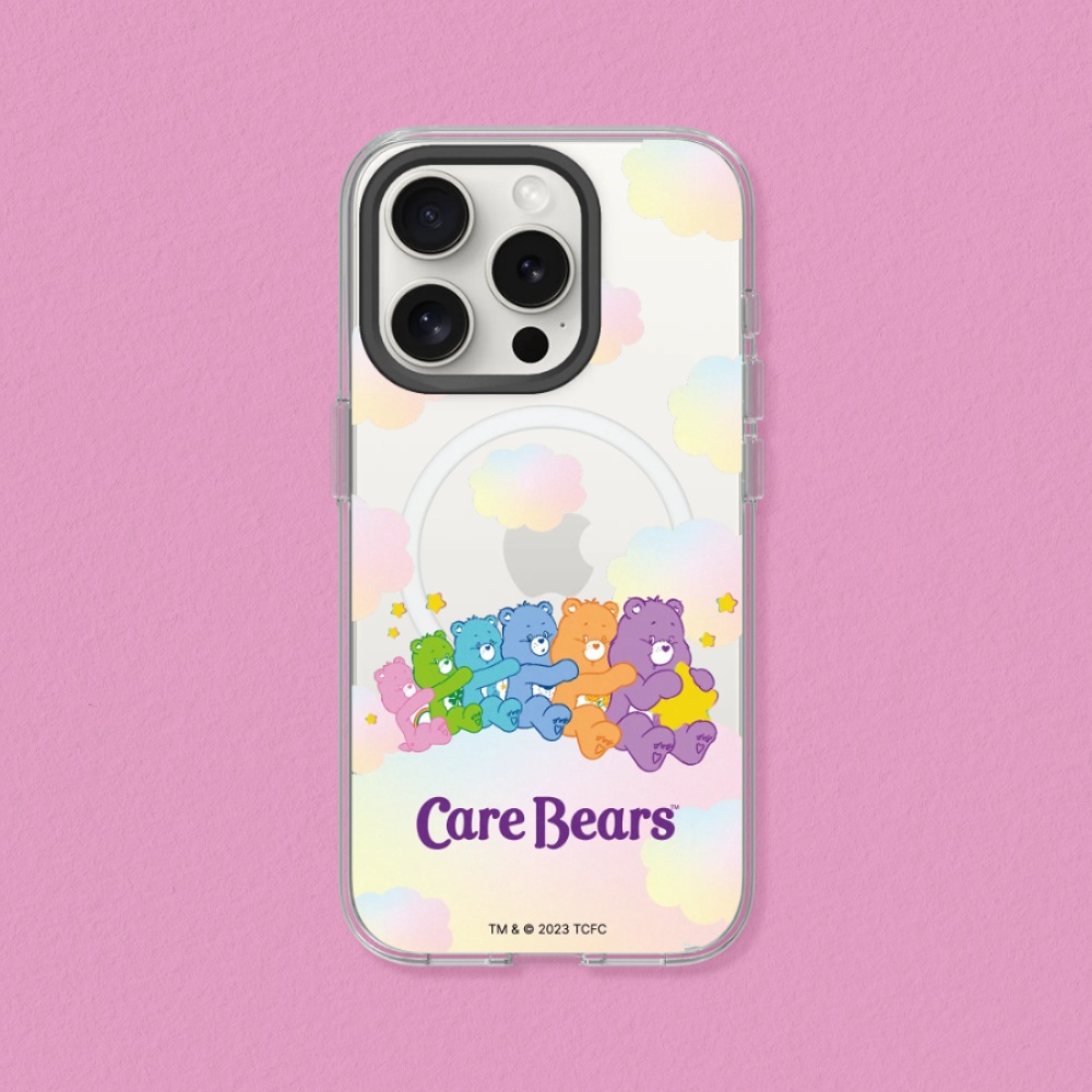RHINOSHIELD 犀牛盾 iPhone 15/Plus/Pro/Max Clear MagSafe兼容 抗黃化透明防摔磁吸手機殼|Care Bears-雲朵綿綿