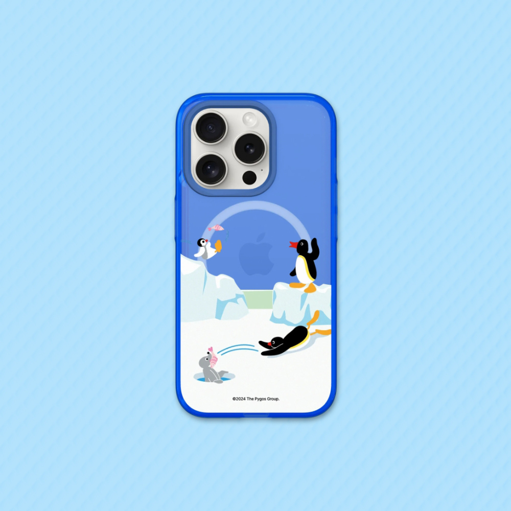 RHINOSHIELD 犀牛盾 iPhone 15/Plus/Pro/Max JellyTint MagSafe兼容 磁吸透明防摔手機殼|Pingu企鵝家族-魚的接力賽