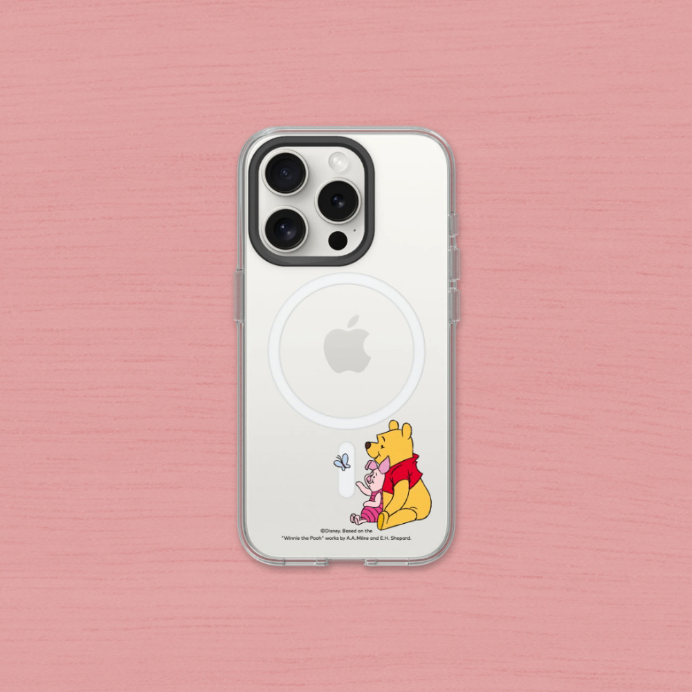 RHINOSHIELD 犀牛盾 iPhone 15/Plus/Pro/Max Clear MagSafe兼容 抗黃化透明防摔磁吸手機殼|小熊維尼-友尼真好