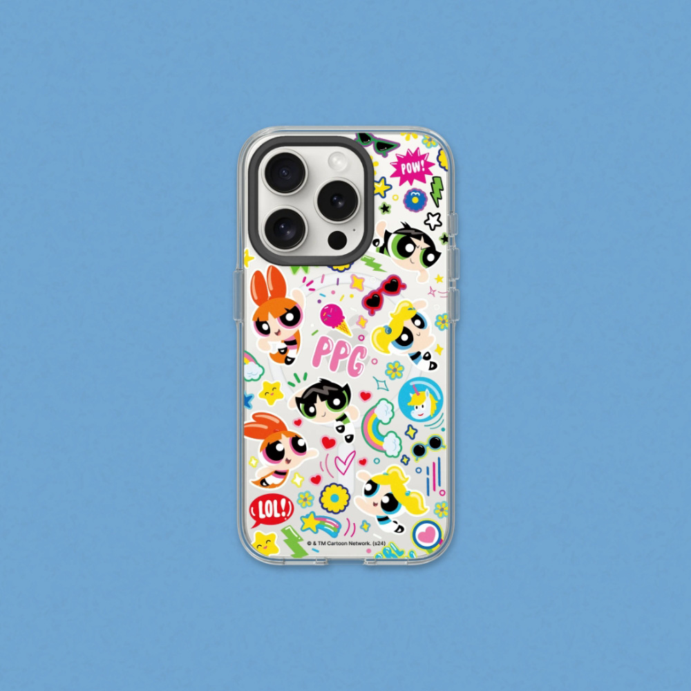RHINOSHIELD 犀牛盾 iPhone 14/Plus/Pro/Pro Max Clear(MagSafe 兼容)透明防摔手機殼｜飛天小女警系列-可愛小女警貼紙款
