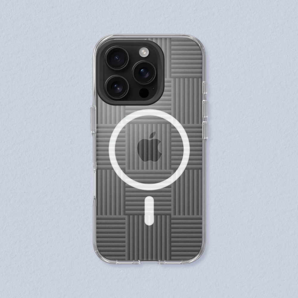 RHINOSHIELD 犀牛盾 iPhone 16/Plus/Pro/MaxClear 透明防摔磁吸手機殼｜相機鍵按鈕版｜獨家設計玻璃紋理-編織紋理玻璃