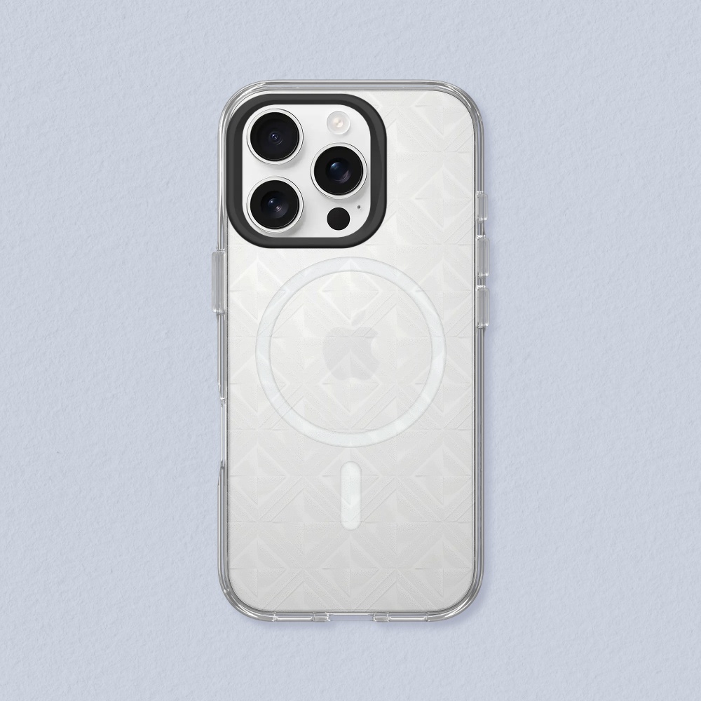 RHINOSHIELD 犀牛盾 iPhone 15/Plus/Pro/Pro Max Clear MagSafe兼容 透明防摔磁吸手機殼｜獨家設計玻璃紋理-晶鑽花玻璃